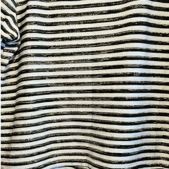 Vue Point 3X Black and White Striped Pullover with Gold and Silver Stripes - Picture 3 of 4